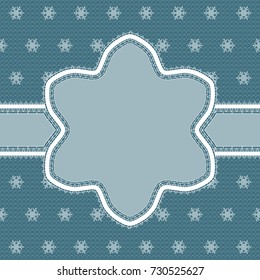 White lace snowflake border with a space for the text. Lace background. Vector illustration