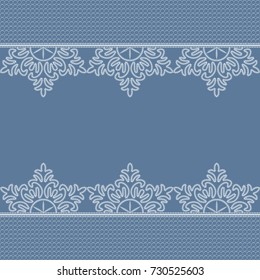 White lace snowflake pattern with a space for the text. Lace background. Vector illustration