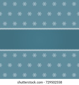 White lace snowflakes pattern with a space for the text. Lace background. Vector illustration