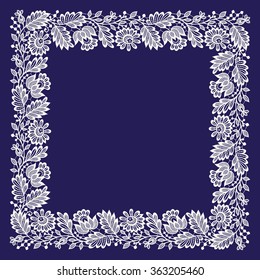 White Lace Square vector Frame.
