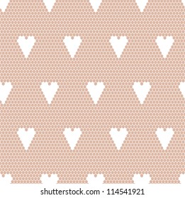 White lace vector fabric seamless  pattern with hearts