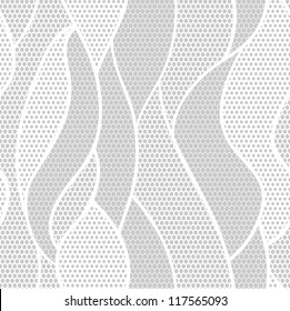 White lace vector fabric seamless pattern with lines and waves