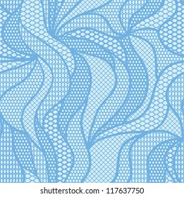 White lace vector fabric seamless pattern with lines and waves