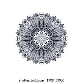 Rosette ornamental de color blanco - mandala sobre fondo blanco