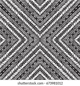 White lacy contrast checkered symmetrical pattern for fabric on the lumen of painted lines. Seamless vector pattern