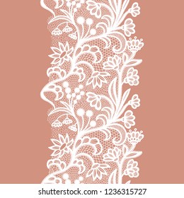 White lacy vintage elegant trim. Vector illustration.