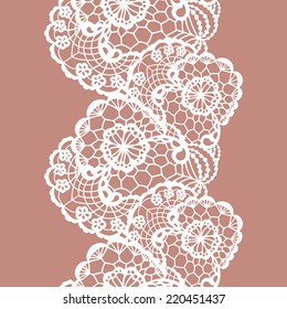 White lacy vintage elegant trim. Vector illustration.