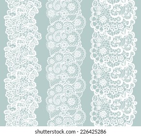 White lacy vintage elegant trim. Vector illustration.