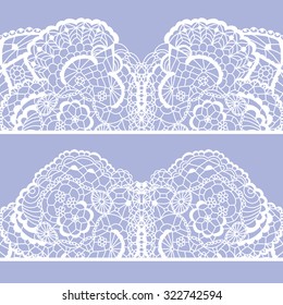 White lacy vintage elegant trim. Vector illustration.