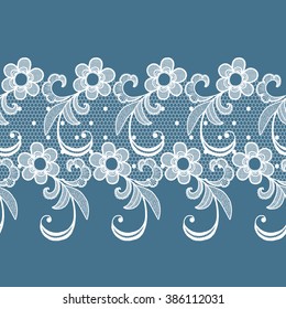 White lacy vintage elegant trim. Vector illustration.