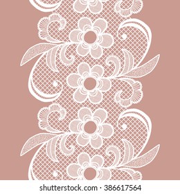 White lacy vintage elegant trim. Vector illustration.