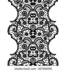 White lacy vintage elegant trim. Vector illustration.