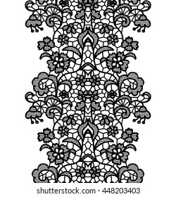White lacy vintage elegant trim. Vector illustration.