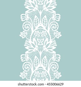 White lacy vintage elegant trim. Vector illustration.