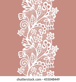 White lacy vintage elegant trim. Vector illustration.