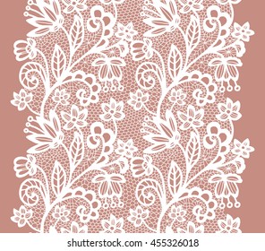 White lacy vintage elegant trim. Vector illustration.