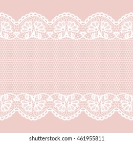 White lacy vintage elegant trim. Vector illustration.