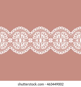 White lacy vintage elegant trim. Vector illustration.