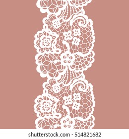 White lacy vintage elegant trim. Vector illustration.