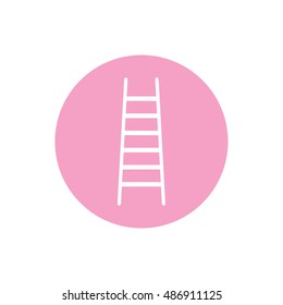 White ladder icon vector. Pink button. Pink circle