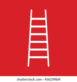 White ladder icon vector. Red background