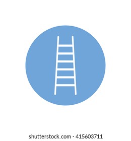 White ladder vector icon. Blue circle. Blue button