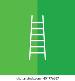 White ladder vector icon. Green background