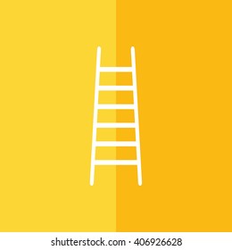 White ladder vector icon. Yellow background