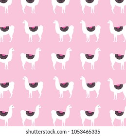 White lama pattern on pink background