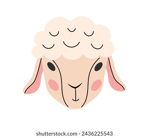 White lamb. Easter Cute sheep. Religious christian symbol. Vector illustration in flat hand drawn style 