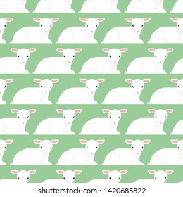White lamb pattern seamless. Little yeanling background. Animal vector texture