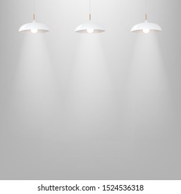 White Lamp With Grey Wall With Gradient Mesh, Vector Illustration