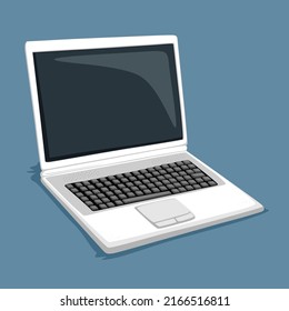 White Laptop with Black Keyboard Vector Isolated on Blank Background