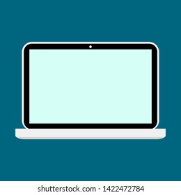 white laptop computer with blank green screen. vector illustration