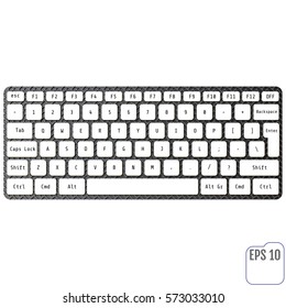 White laptop computer wireless keyboard top view with keys, vector illustration eps 10. The base of the Carboniferous