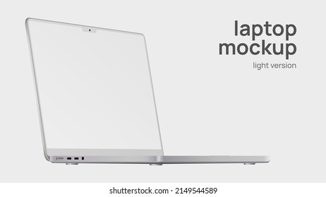 Portátil blanco. Vista diagonal. Mockup with Editable Screen. Versión ligera. Ilustración del vector