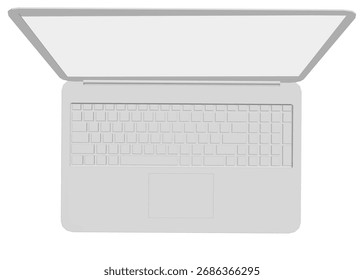 Weißes Notebook mit Display im polygonalen Stil. Draufsicht. Vektorgrafik