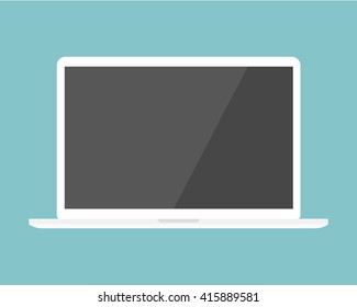 White laptop flat icon 