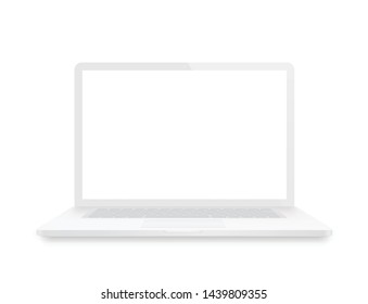 White laptop. Front view - stock vector.