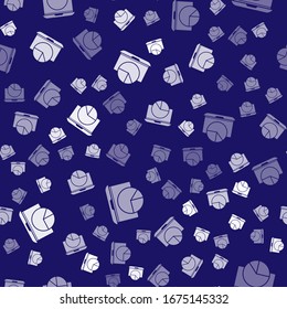 White Laptop with graph chart icon isolated seamless pattern on blue background. Report text file icon. Accounting sign. Audit, analysis, planning.  Vector Illustration