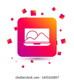 White Laptop icon isolated on white background. Computer notebook with empty screen sign. Square color button. Vector Illustration