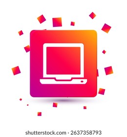 White Laptop icon isolated on white background. Computer notebook with empty screen sign. Square color button. Vector