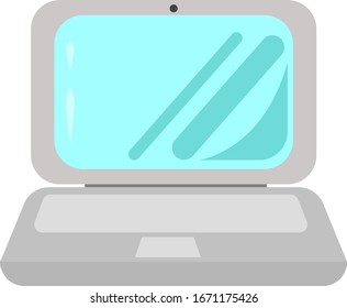 Portátil blanco, ilustración, vector sobre fondo blanco.