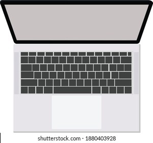 White laptop ,illustration, vector on white background.