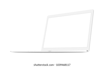 White laptop mock up isolated - 3/4 right view. Vector illustration