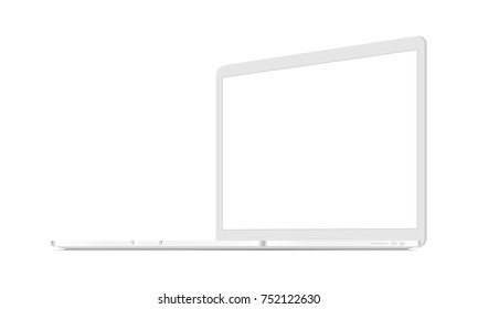 White laptop mockup - 3/4 right view. Responsive screen to display web-site design. Vector illustration