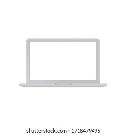 White Laptop Mockup Design Vector Illustration. Blank Screen Image