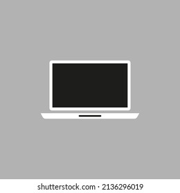 White laptop on a gray background. Mockup. Vector graphics