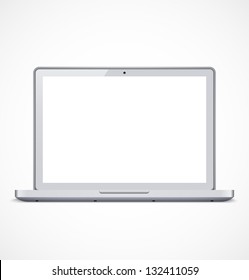 White laptop with white screen. Vector illustration