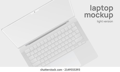 White Laptop. Top View. Mockup with Editable Screen. Light Version. Vector illustration